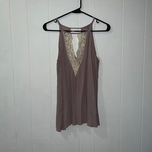 Charlotte Russe Lavender Lace Deep V-Neck Tank top